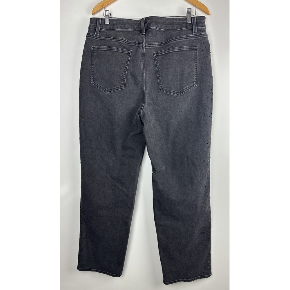 Talbots Embellished High Waist Relaxed Jeans Black Rhinestone Crystal Size 14 - Picture 13 of 16